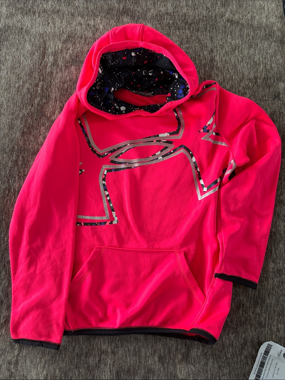 Under Armour Hot Pink Pullover Hoodie with Graphic Logo